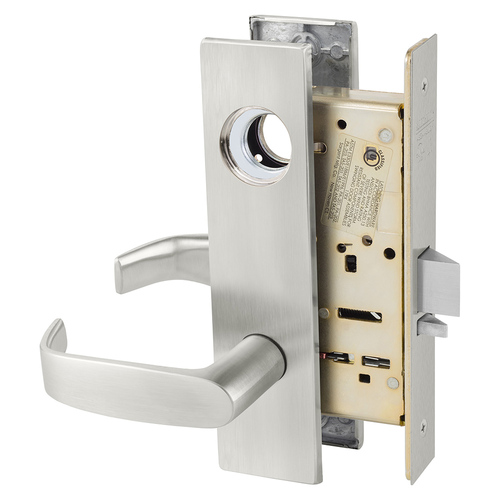 School Security Double Cylinder Mortise Lock with L Lever and LW1 Escutcheon Less Cylinder Satin Stainless Steel Finish