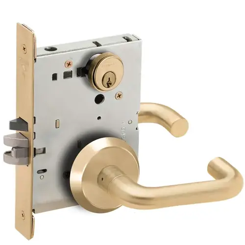 Classroom Mortise Lock C Keyway with 03 Lever and C Rose Satin Brass Finish