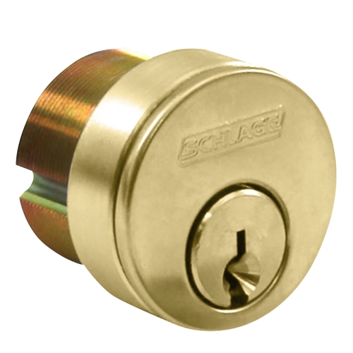 1 1/2" Mortise Cylinder, 6-Pin, C245 Keyway, Keyed Different, Adams Rite Cam, Satin Brass Finish