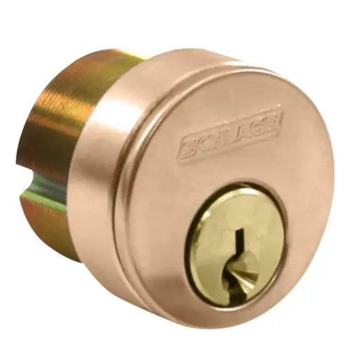 1-5/8 In. Mortise Cylinder, 6-Pin, C345 Keyway, Keyed Different, Adams Rite Cam, 2 Keys, 3/8 In. Blocking Ring, Satin Bronze Clear Coated Finish