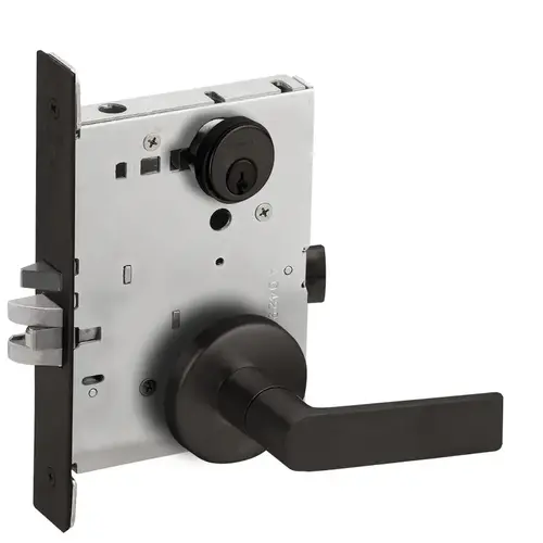 Automatic Unlocking Entry Mortise Lock with C Keyway with 01 Lever and B Rose Matte Black Finish