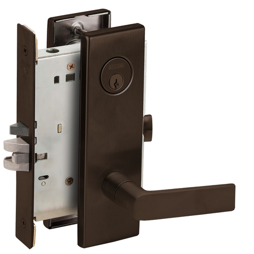 Storeroom Mortise Lock with C Keyway with 01 Lever and N Escutcheon Aged Bronze Finish