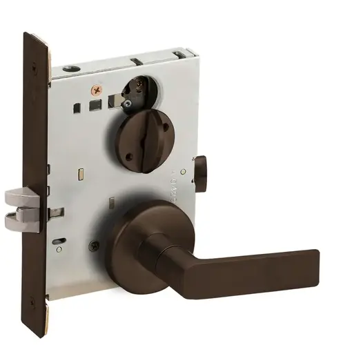 Privacy with Coin Turn Mortise Lock with 01 Lever and B Rose Aged Bronze Finish