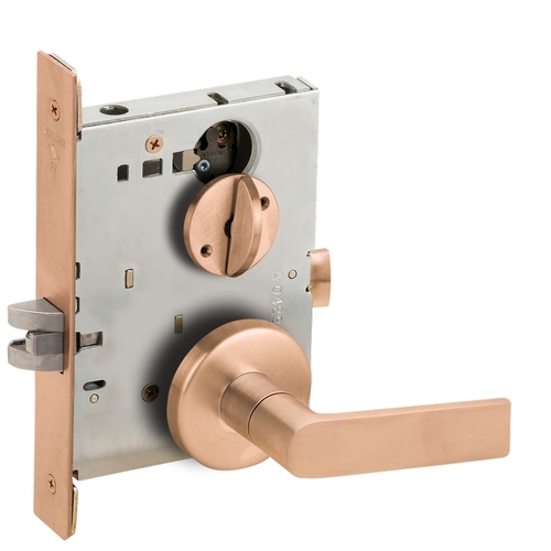 Privacy with Coin Turn Mortise Lock with 01 Lever and B Rose Satin Bronze Finish