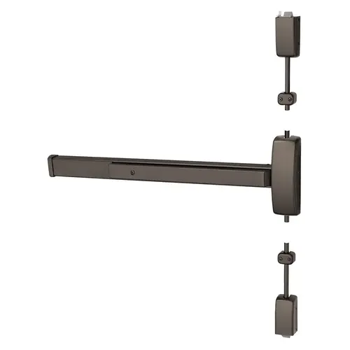 Grade 1 Surface Vertical Rod Exit Device, Wide Stile Pushpad, 36" Device, 120" Door Height, Device to Accept Electrified Trim Function, Hex Key Dogging, Less Lexan Push Pad Touchbar, Dark Oxidized Bronze Finish, Left Hand Reverse Dark Oxidized Bronze