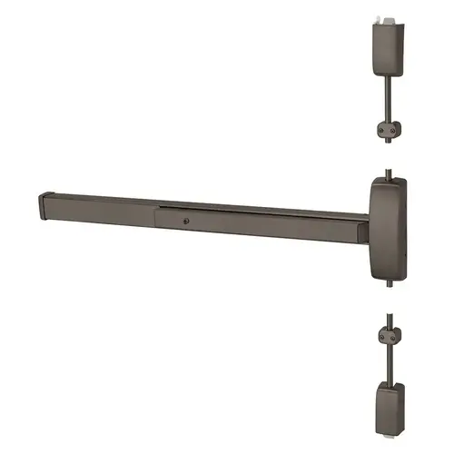 Grade 1 Surface Vertical Rod Exit Device, Wide Stile Pushpad, 48" Device, 120" Door Height, Passage Function, Hex Key Dogging, Less Lexan Push Pad Touchbar, Dark Oxidized Satin Bronze Oil Rubbed Finish, Left Hand Reverse Dark Oxidized Satin Bronze Oil Rubbed