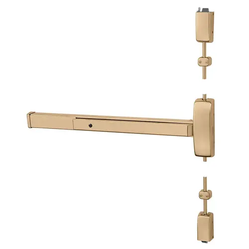 Grade 1 Surface Vertical Rod Exit Device, Wide Stile Pushpad, 36" Device, 120" Door Height, Device to Accept Electrified Trim Function, J Non-Keyed Electric Lever, Fail Secure, Hex Key Dogging, Less Lexan Push Pad Touchbar, Bright Bronze Clear Coated Finish, Left Hand Reverse Bright Bronze Clear Coated