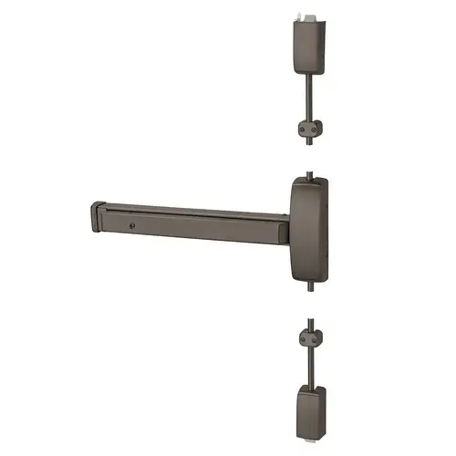 Grade 1 Surface Vertical Rod Exit Device, Wide Stile Pushpad, 32" Device, 120" Door Height, Device to Accept Electrified Trim Function, P Non-Keyed Electric Lever, Fail Safe, Hex Key Dogging, Less Lexan Push Pad Touchbar, Dark Oxidized Satin Bronze Oil Rubbed Finish, Left Hand Reverse Dark Oxidized Satin Bronze Oil Rubbed