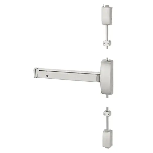 Grade 1 Surface Vertical Rod Exit Device, Wide Stile Pushpad, 32" Device, 120" Door Height, Classroom Function, P Freewheeling/Vandal Resistant Lever, Hex Key Dogging, Less Lexan Push Pad Touchbar, Satin Stainless Steel Finish, Left Hand Reverse Satin Stainless Steel