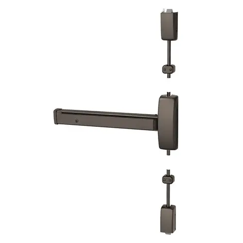 Grade 1 Surface Vertical Rod Exit Device, Wide Stile Pushpad, 32" Device, 120" Door Height, Classroom Function, Hex Key Dogging, Less Lexan Push Pad Touchbar, Dark Oxidized Bronze Finish, Right Hand Reverse Dark Oxidized Bronze