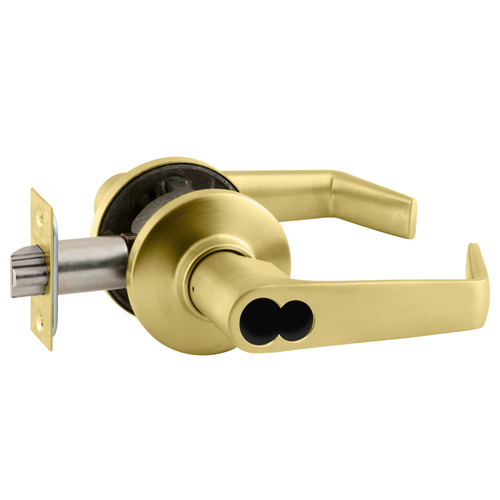 S Series Storeroom Large Format Less Core Saturn with 16-203 Latch 10-001 Strike Satin Brass Finish