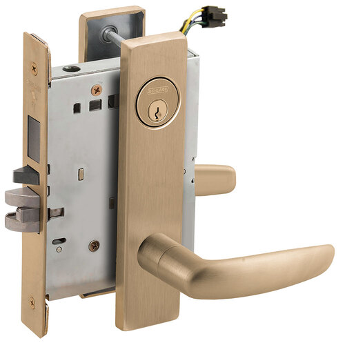 Lock Electric Mortise Lock Satin Brass Blackened Satin Relieved Clear Coated