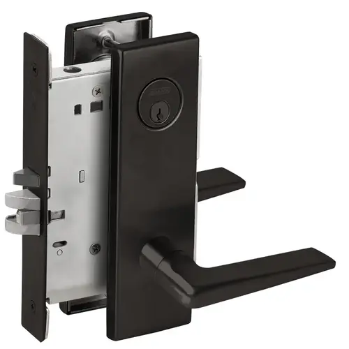 Entry / Office Mortise Lock with C Keyway with 05 Lever and N Escutcheon Matte Black Finish