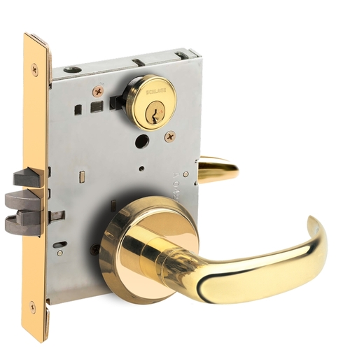 Storeroom Mortise Lock C Keyway with 17 Lever and C Rose Bright Brass Finish