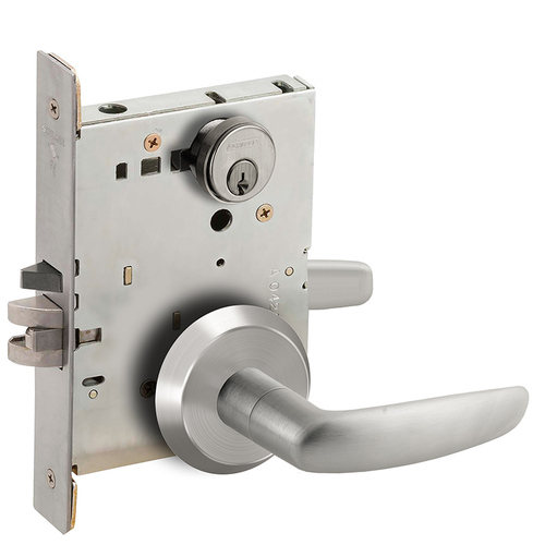 Entry / Office Mortise Lock C Keyway with 07 Lever and C Rose Satin Chrome Finish