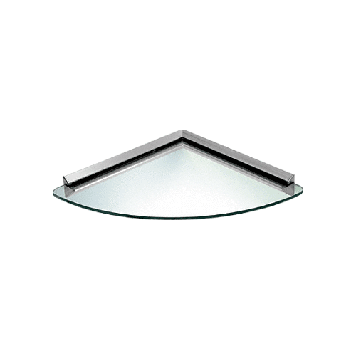 12" x 12" KV Clear Glass Corner Shelf Kit With Chrome Bracket