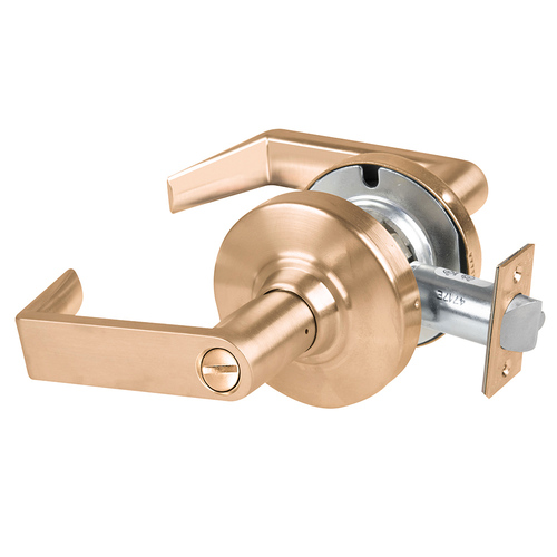 ALX Series Grade 2 Privacy Tactile Rhodes Lever Lock with 47267038 Springlatch and 47267101 ANSI Strike Satin Bronze Finish