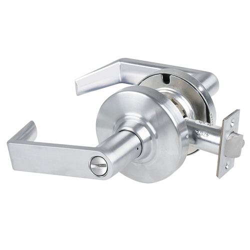 ALX Series Grade 2 Hospital Privacy Tactile Rhodes Lever Lock with 47267038 Springlatch and 47267101 ANSI Strike Satin Chrome Finish