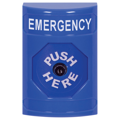 Stopper Station, Blue, No Cover, Key-to-Reset, "EMERGENCY"English