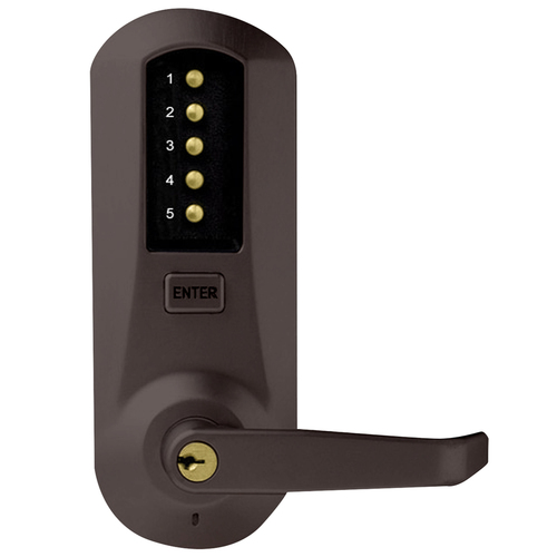 Passage Lever Lock, Cylindrical, Dark Bronze with Brass Accents, 2-3/4" Backset, 1/2" Throw Latch, KIL, Kaba 90 Keyway