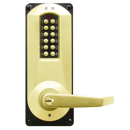 E-Plex 5086 Entry/Egress Back to Back Mortise Lock, 100 Access Codes, 3,000 Audit Events, KIL, Kaba 90 Keyway, Bright Brass