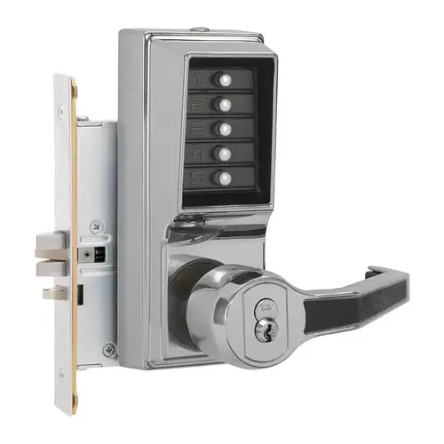 Mortise Combination Lever Lock Key Override Passage Lockout 6/7-Pin SFIC Prep Less Core Bright Chrome