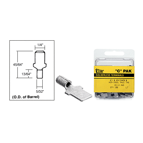 CRL C18301 Solderless Male Spade Connectors for 1614 Gauge Wire