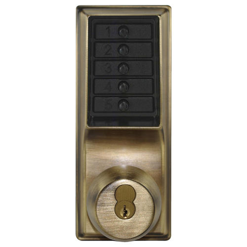 Pushbutton Lock Satin Brass Blackened Satin Relieved Clear Coated