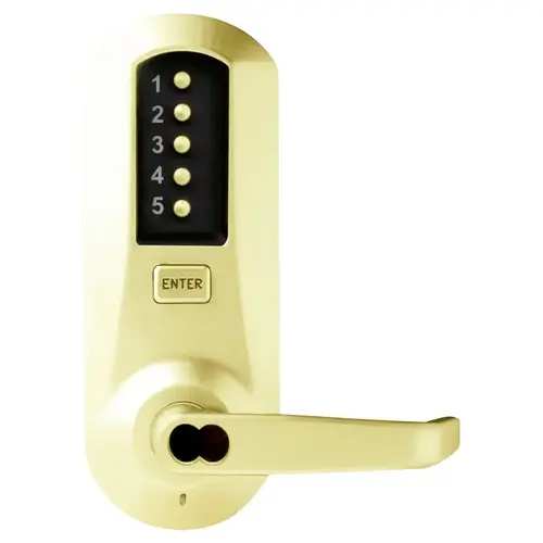 Sargent Cylindrical Combination Lever Lock, Interior Combination Change, 2-3/4" Backset, 1/2" Throw Latch, LFIC Prep, Less Core, Bright Brass