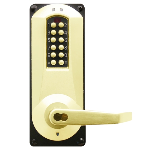 E-Plex 5086 Entry/Egress Back to Back Mortise Lock, 100 Access Codes, 3,000 Audit Events, 6/7-Pin SFIC Prep, Less Core, Bright Brass