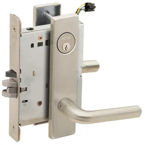 Lock Electric Mortise Lock Satin Nickel Plated Clear Coated