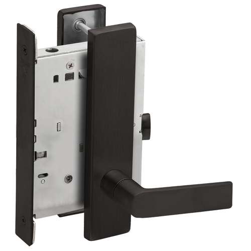 Passage Mortise Lock with 01 Lever and L Escutcheon Matte Black Finish