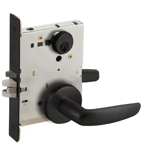 Storeroom Mortise Lock C Keyway with 07 Lever and B Rose Matte Black Finish