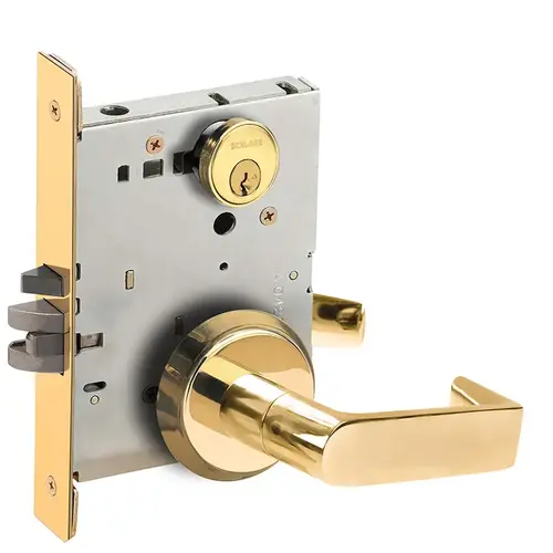 Storeroom Mortise Lock C Keyway with 06 Lever and C Rose Bright Brass Finish