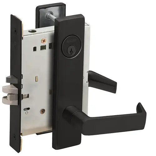 Classroom Mortise Lock with C Keyway with 06 Lever and L Escutcheon Matte Black Finish