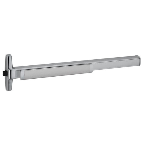 Grade 1 Rim Exit Bar, Narrow Stile Pushpad, 36" Device, Dummy Function, Escutcheon Pull, Quiet Motorized Electric Latch Retraction, Request to Exit Switch, Hex Key Dogging, Satin Aluminum Clear Anodized Finish, Non-Handed Satin Aluminum Clear Anodized