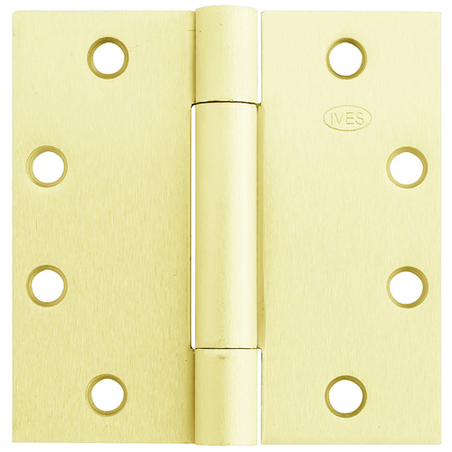 4 1/2" x 4 1/2" 3-Knuckle Concealed Bearing Hinge, Standard Weight, 4-1/2" x 4-1/2", Bright Brass Plated Clear Coated