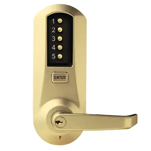 Cylindrical Combination Lever Lock, Passage, 2-3/4" Backset, 1/2" Throw Latch, Satin Brass