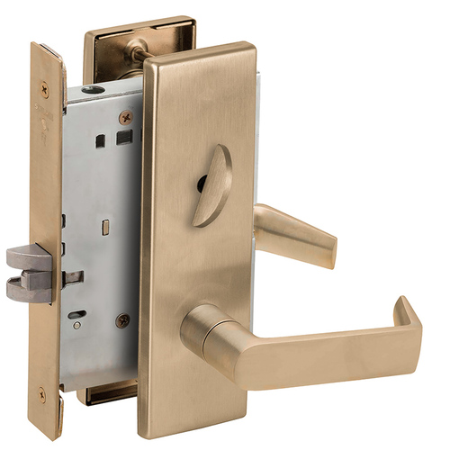 Bed / Bath Privacy Mortise Lock with 06 Lever and N Escutcheon Antique Brass Finish