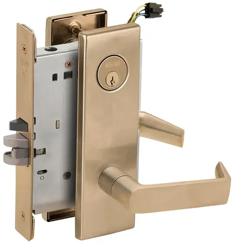 Lock Electric Mortise Lock Satin Brass Blackened Satin Relieved Clear Coated