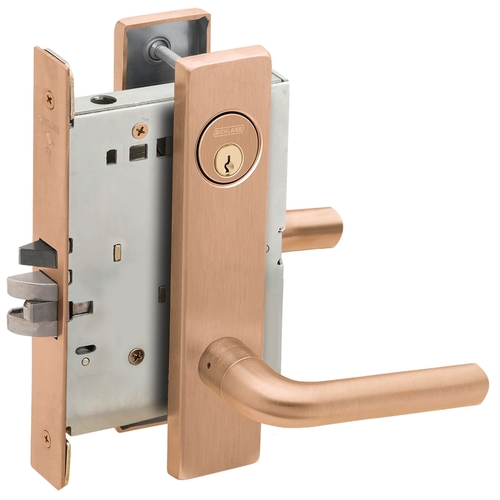 Entry / Office Mortise Lock with C Keyway with 02 Lever and L Escutcheon Satin Bronze Finish