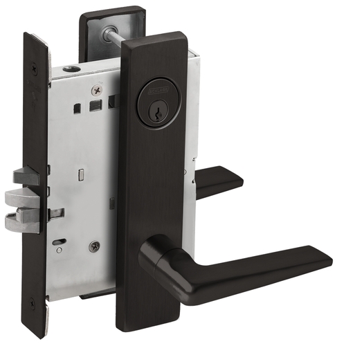 Entry / Office Mortise Lock with C Keyway with 05 Lever and L Escutcheon Matte Black Finish