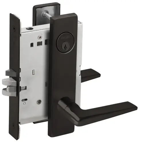 Classroom Mortise Lock with C Keyway with 05 Lever and L Escutcheon Matte Black Finish