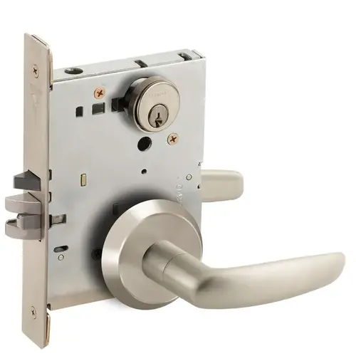 Entry / Office Mortise Lock C Keyway with 07 Lever and C Rose Satin Nickel Finish