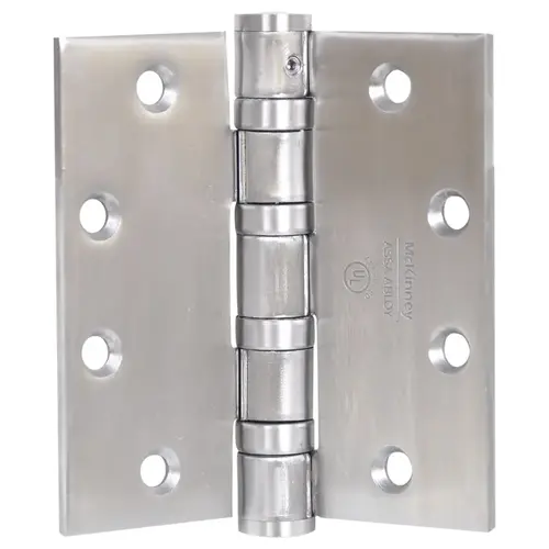 Full Mortise Hinge, 5-Knuckle, Heavy Weight, 5" x 4-1/2", Square Corner, Non-Removable Pin, Satin Chrome