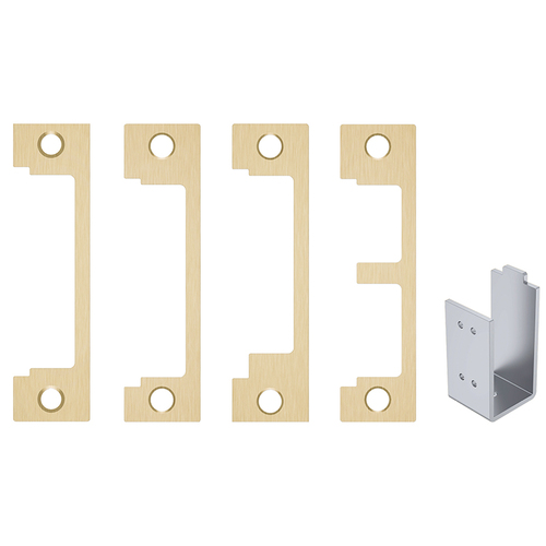 Deadbolt Electric Strike Faceplate Kit for Metal Frames Satin Brass Finish