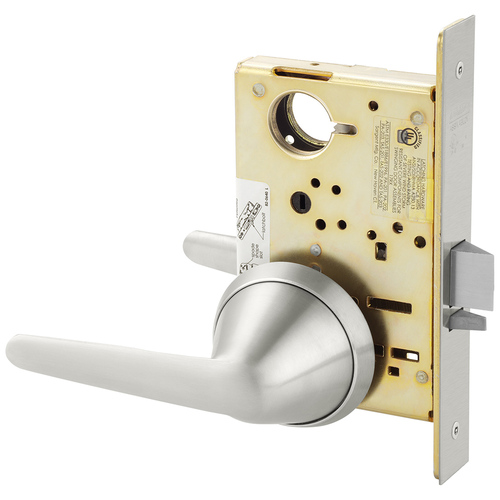 Storeroom Closet Mortise Lock with BHL Behavioral Health Trim Less Cylinder Satin Stainless Steel Finish