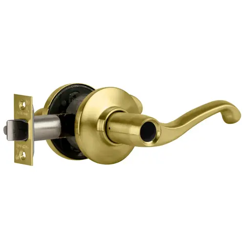 Tubular Lever Lock, Storeroom, Grade 2, Flair, LH, Adjustable, 2-3/8" or 2-3/4" Backset, Satin Brass