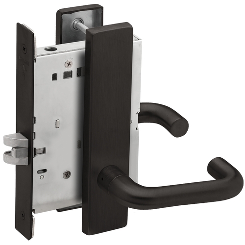 Passage Mortise Lock with 03 Lever and L Escutcheon Matte Black Finish