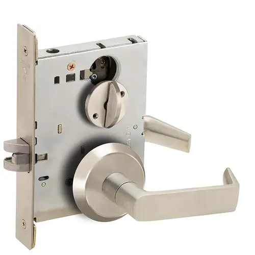 Bed / Bath Privacy Mortise Lock with 06 Lever and C Rose Satin Nickel Finish